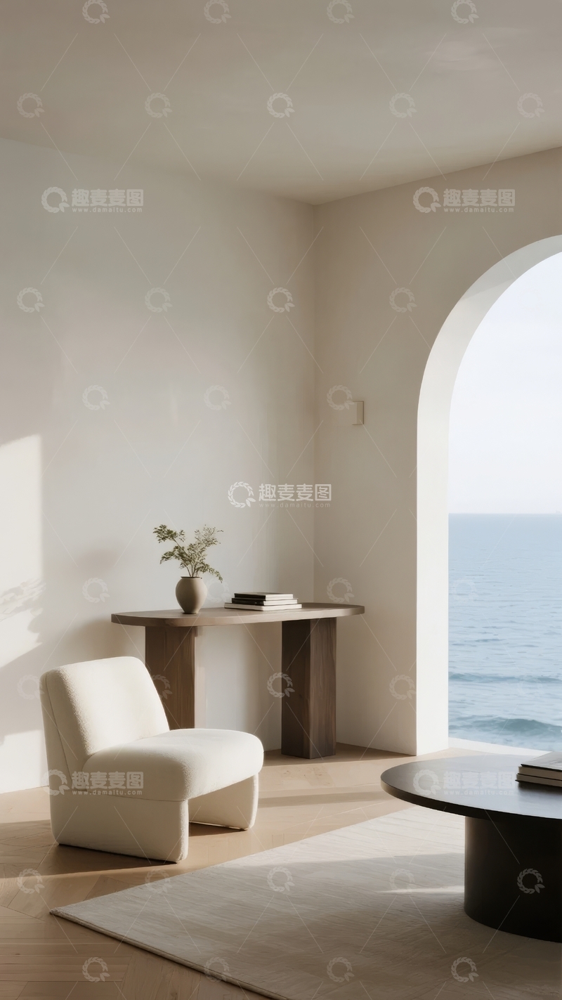 高清大图下载【趣麦麦图】简约室内空间临海视角尽显宁静与优雅
