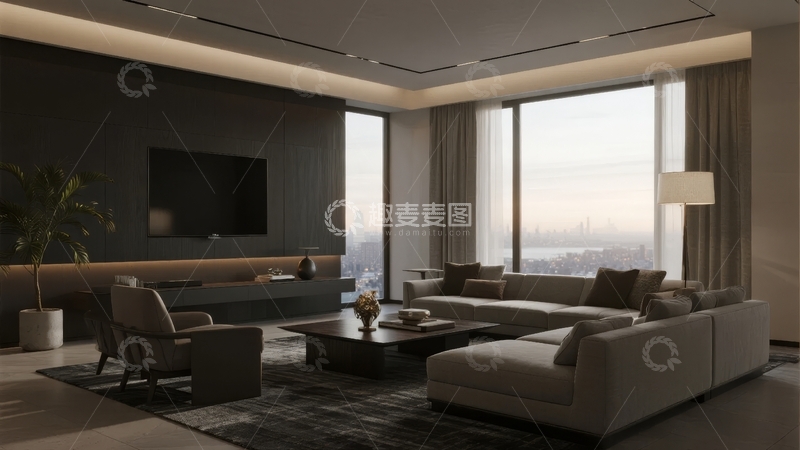 高清大图下载【趣麦麦图】现代简约风格客厅设计宽敞明亮