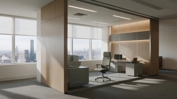 现代办公室设计带城市景观视野