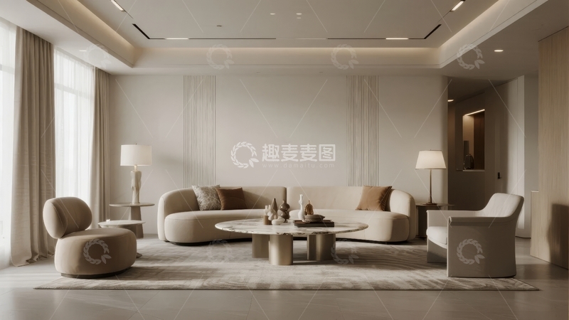 高清大图下载【趣麦麦图】现代简约风格客厅布置温馨舒适