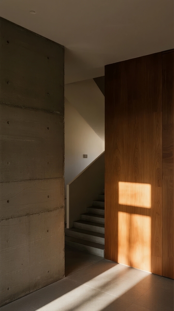 现代建筑室内光影交错楼梯间