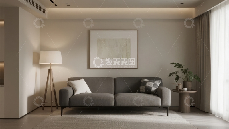 高清大图下载【趣麦麦图】-现代简约风格客厅布置温馨舒适