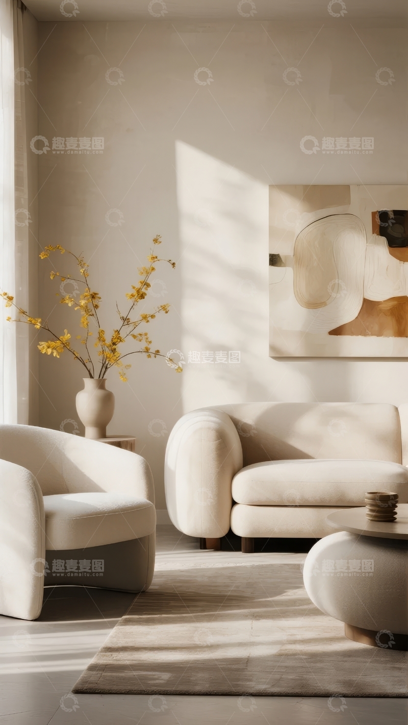 高清大图下载【趣麦麦图】现代简约风格客厅布置温馨舒适