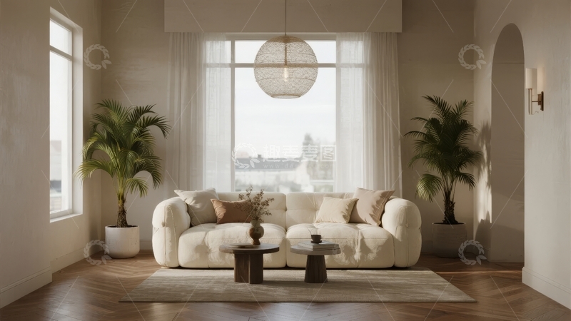 高清大图下载【趣麦麦图】现代简约风格客厅布置温馨舒适