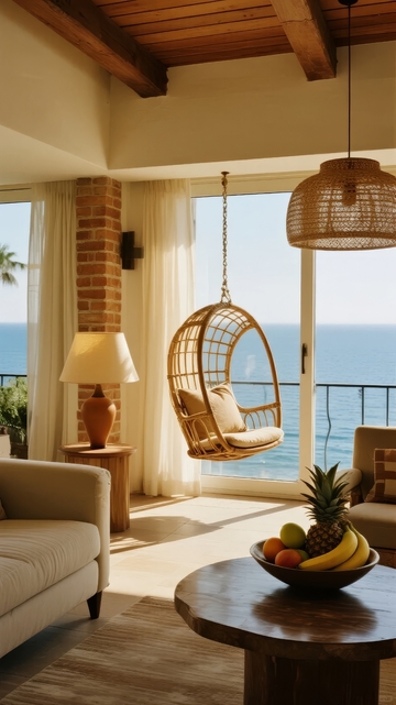 室内吊椅观海景观温馨舒适家居场景