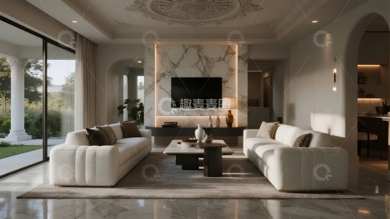 高清大图下载【趣麦麦图】现代简约风格客厅设计宽敞明亮