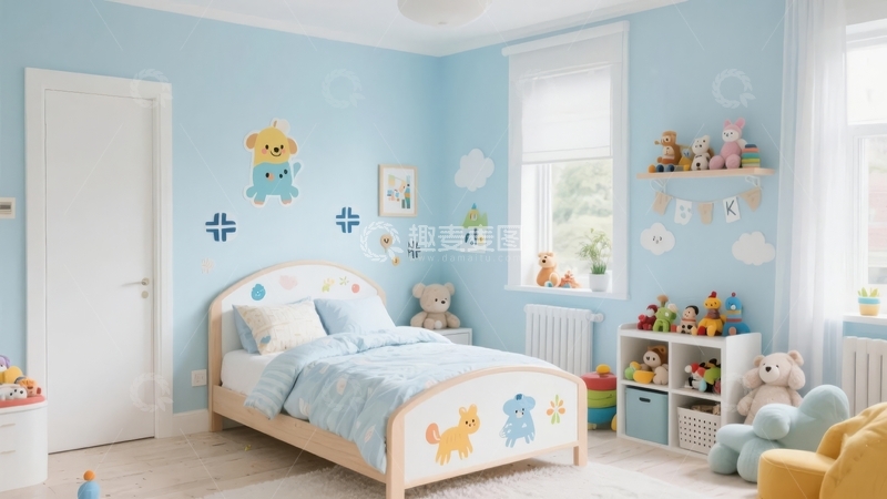 高清大图下载【趣麦麦图】儿童卧室布置温馨玩具丰富墙面装饰可爱