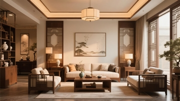 现代中式风格客厅布置温馨典雅