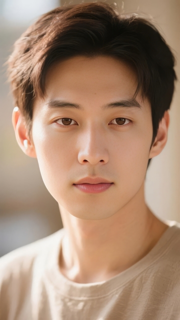 年轻男子的正面肖像特写