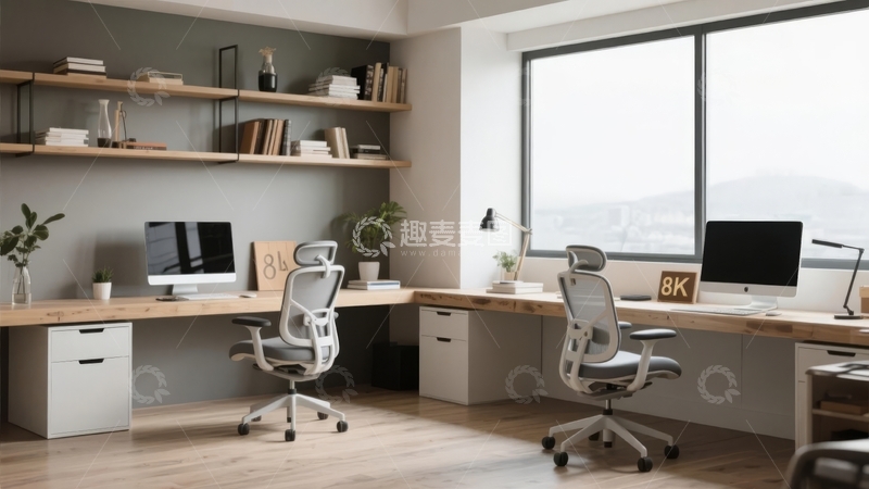 高清大图下载【趣麦麦图】现代简约风格办公室双工位设计