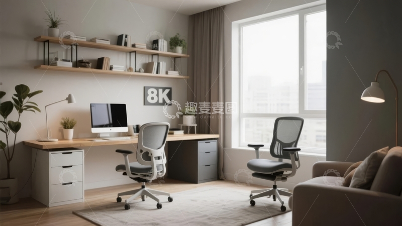 高清大图下载【趣麦麦图】现代简约风格的双人办公空间设计