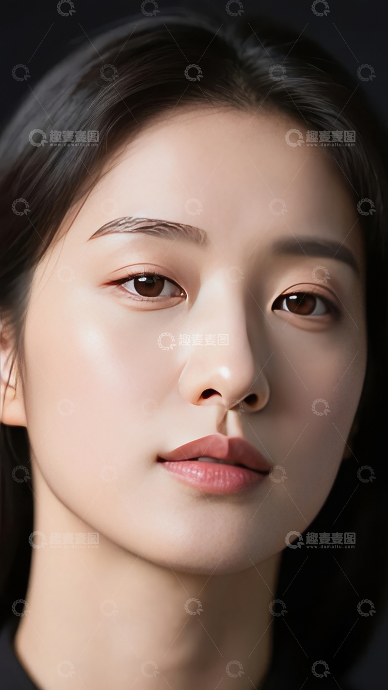 高清大图下载【趣麦麦图】特写镜头下的年轻女性面部细节