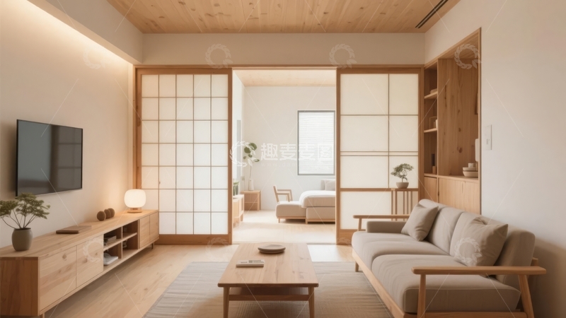 高清大图下载【趣麦麦图】现代简约日式风格客厅空间设计