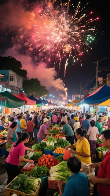 夜市烟火璀璨人群熙攘热闹非凡