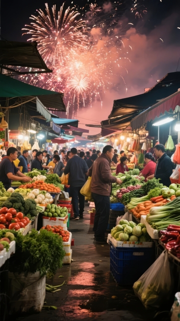 夜市烟火璀璨人群熙攘热闹非凡