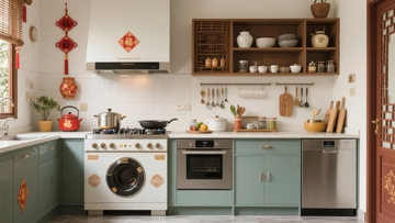 现代中式风格厨房布置整洁美观