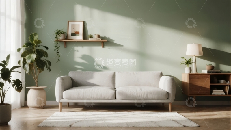 高清大图下载【趣麦麦图】现代简约客厅阳光洒落温馨舒适