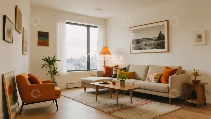 高清大图下载【趣麦麦图】现代简约风格客厅布置温馨舒适