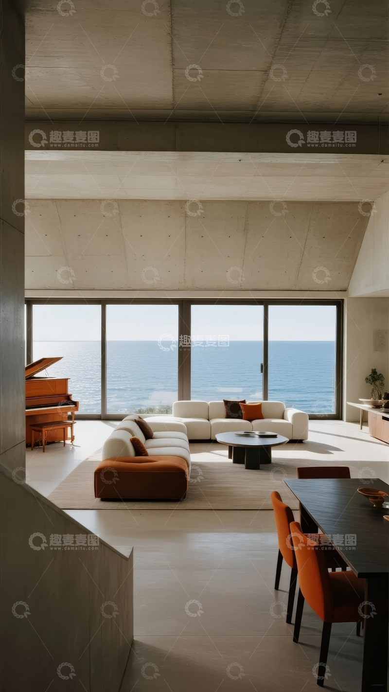高清大图下载【趣麦麦图】现代简约风格客厅海景视野