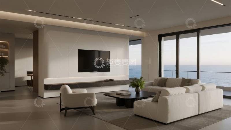 高清大图下载【趣麦麦图】现代简约客厅设计临海景观