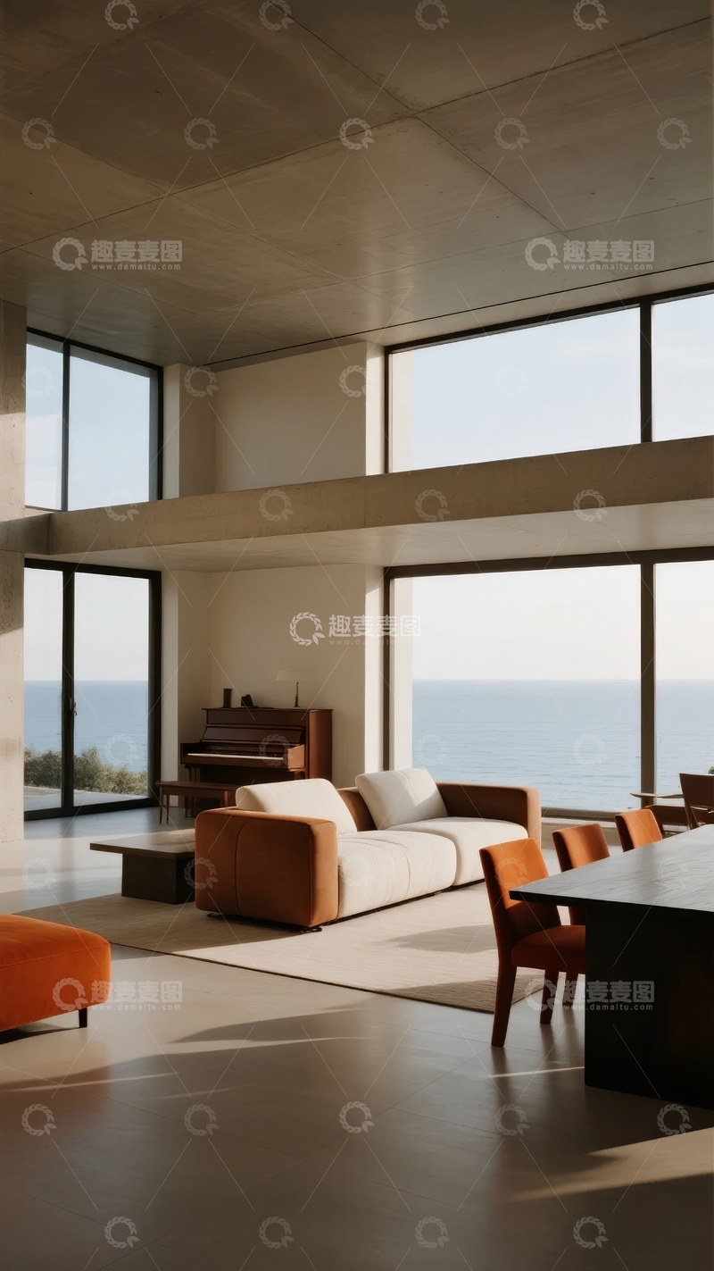 高清大图下载【趣麦麦图】现代简约客厅海景视野室内设计