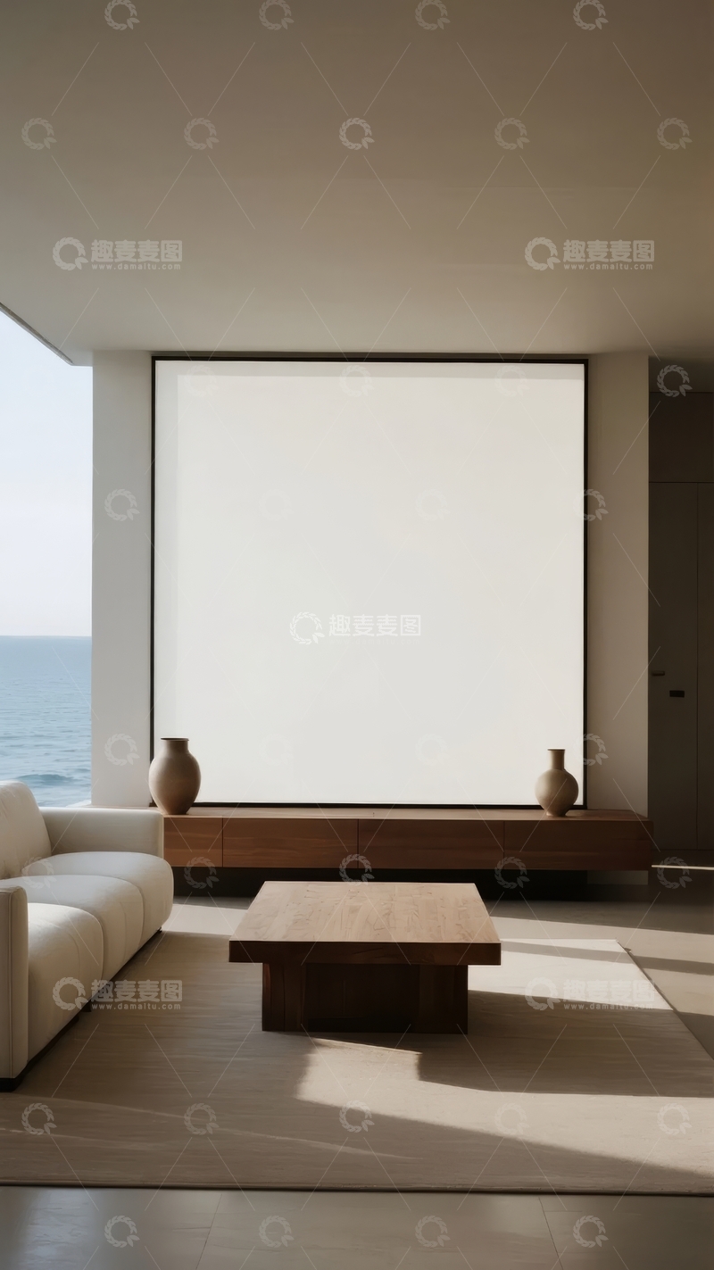 高清大图下载【趣麦麦图】现代简约室内设计客厅海景视角