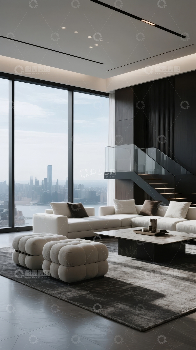 高清大图下载【趣麦麦图】现代豪华室内设计客厅景观
