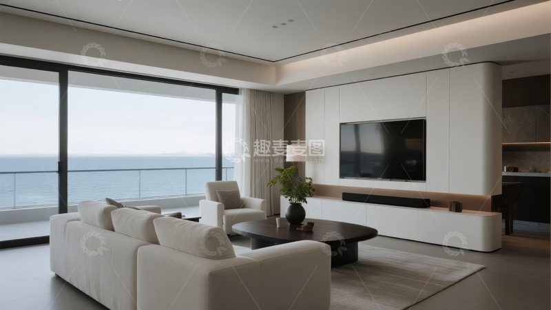 高清大图下载【趣麦麦图】现代简约客厅设计临海景观