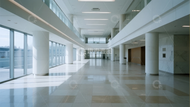 高清大图下载【趣麦麦图】现代办公楼宽敞明亮的走廊