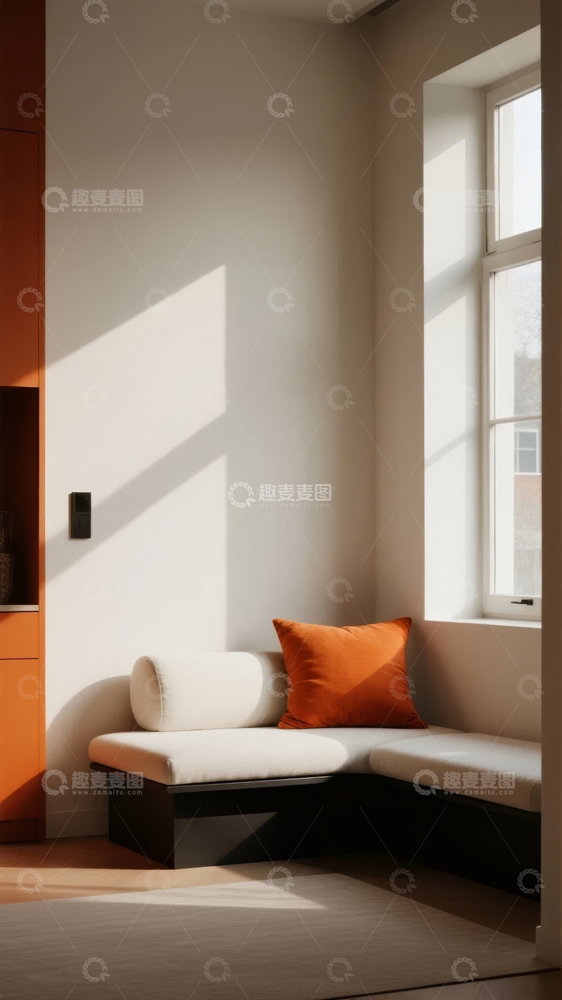 高清大图下载【趣麦麦图】阳光洒在简约现代风格的室内角落