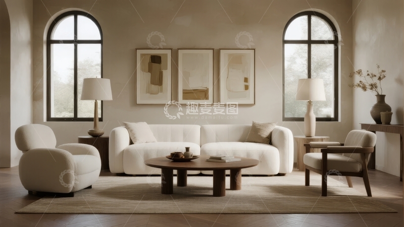 高清大图下载【趣麦麦图】现代简约风格客厅布置温馨舒适