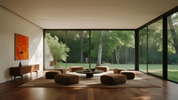 现代客厅大面积落地窗设计尽显自然景观