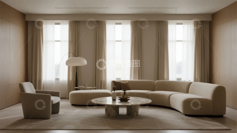 高清大图下载【趣麦麦图】现代简约风格客厅设计宽敞明亮