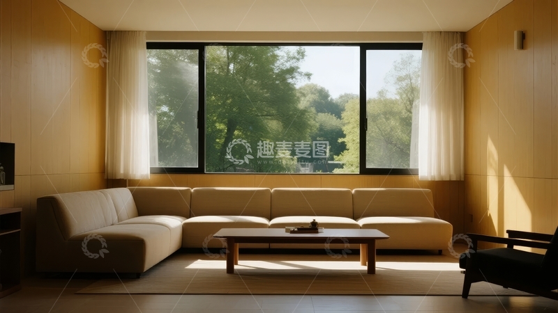 高清大图下载【趣麦麦图】现代简约客厅室内设计自然光线充足