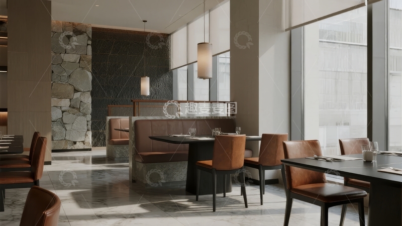 高清大图下载【趣麦麦图】现代餐厅内部设计简约优雅光线充足