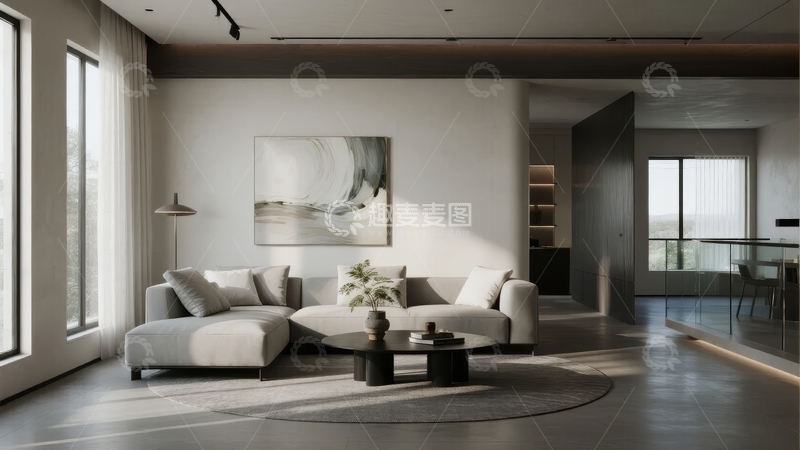 高清大图下载【趣麦麦图】现代简约风格客厅设计宽敞明亮