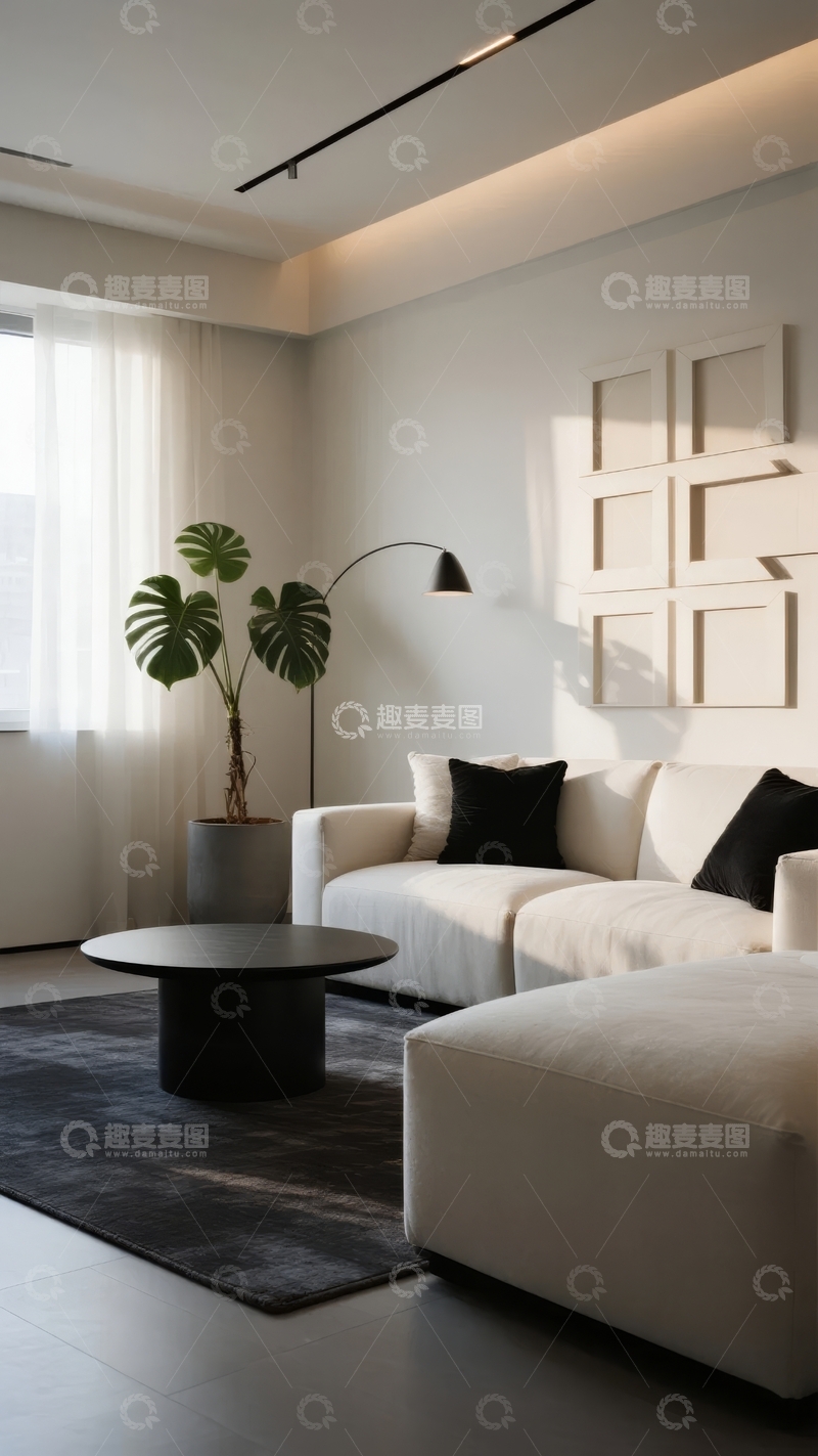 高清大图下载【趣麦麦图】现代简约风格客厅布置温馨舒适
