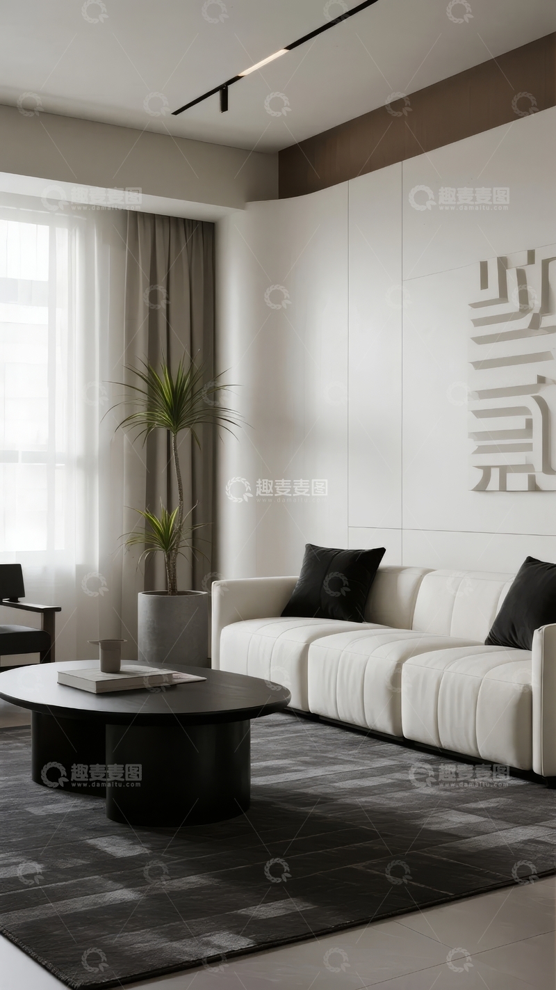 高清大图下载【趣麦麦图】现代简约风格客厅设计以白色为主色调