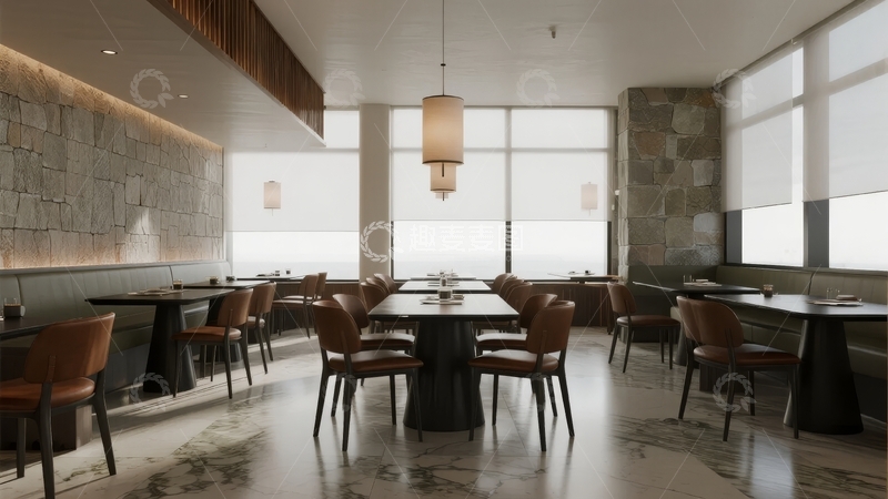 高清大图下载【趣麦麦图】现代简约风格餐厅内部设计宽敞明亮