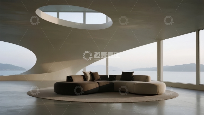 高清大图下载【趣麦麦图】现代简约风格室内设计宽敞明亮沙发区