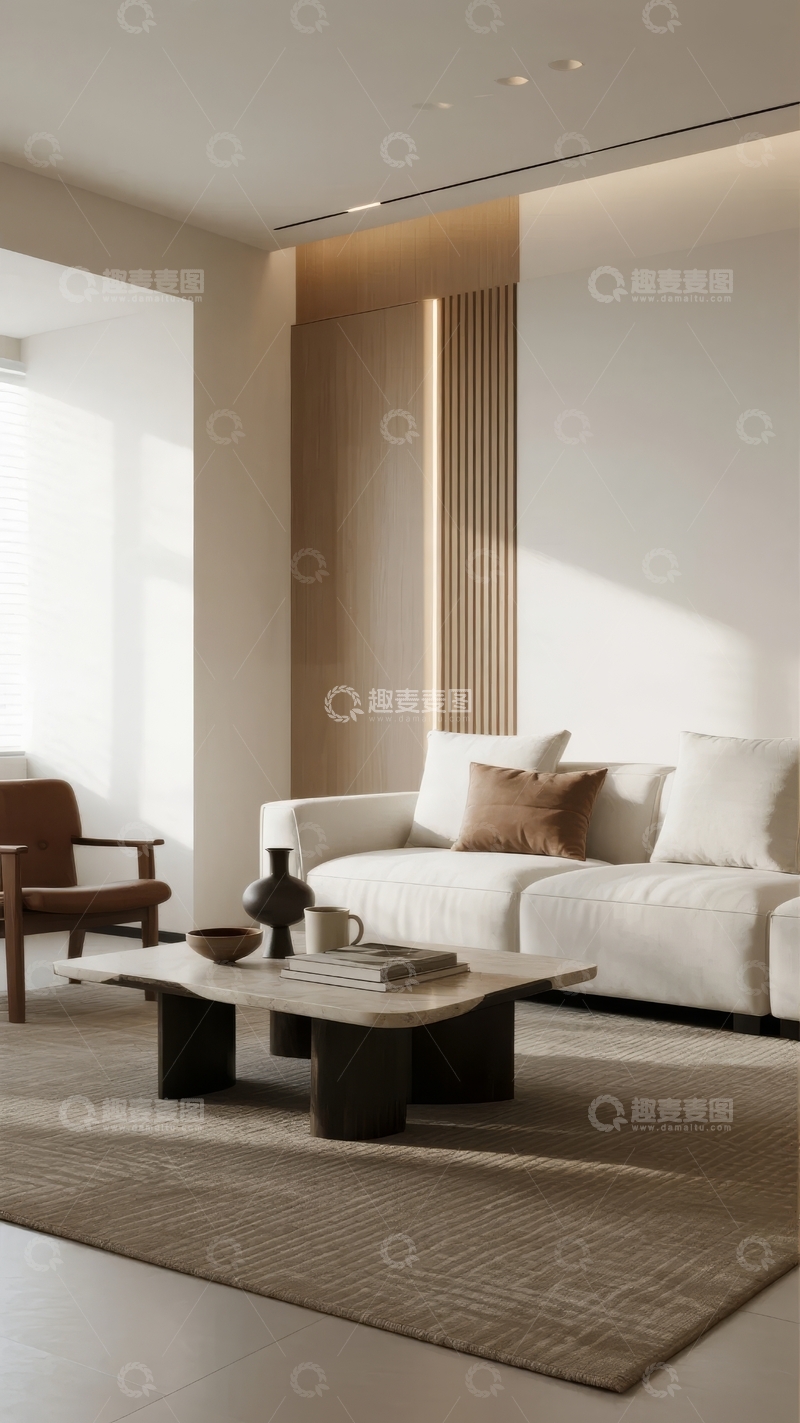 高清大图下载【趣麦麦图】现代简约风格客厅设计以白色为主色调
