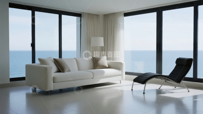 高清大图下载【趣麦麦图】现代简约客厅临海景观沙发躺椅设计