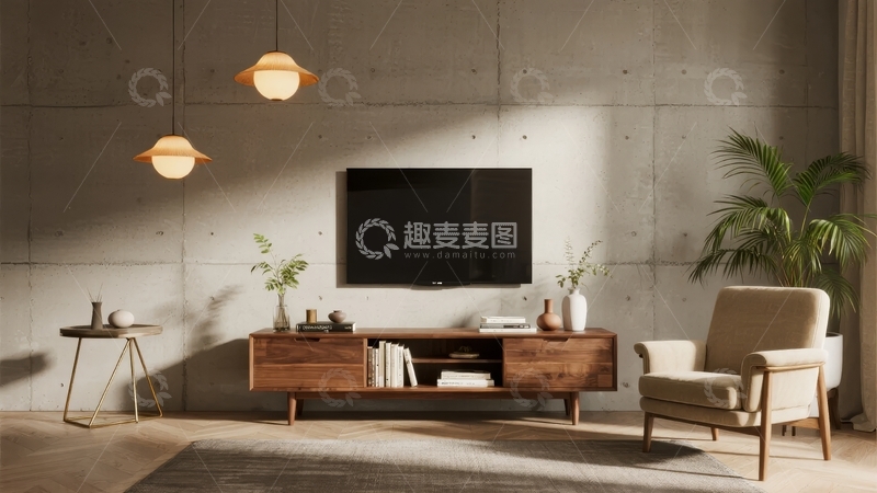 高清大图下载【趣麦麦图】现代简约客厅电视墙设计搭配舒适家具