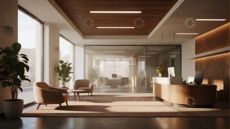 高清大图下载【趣麦麦图】现代简约风格的办公室接待区