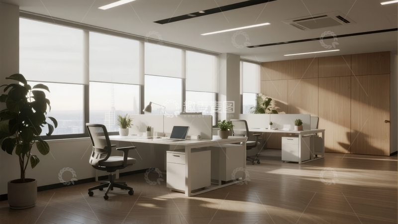 高清大图下载【趣麦麦图】现代办公室内明亮宽敞的工作区域