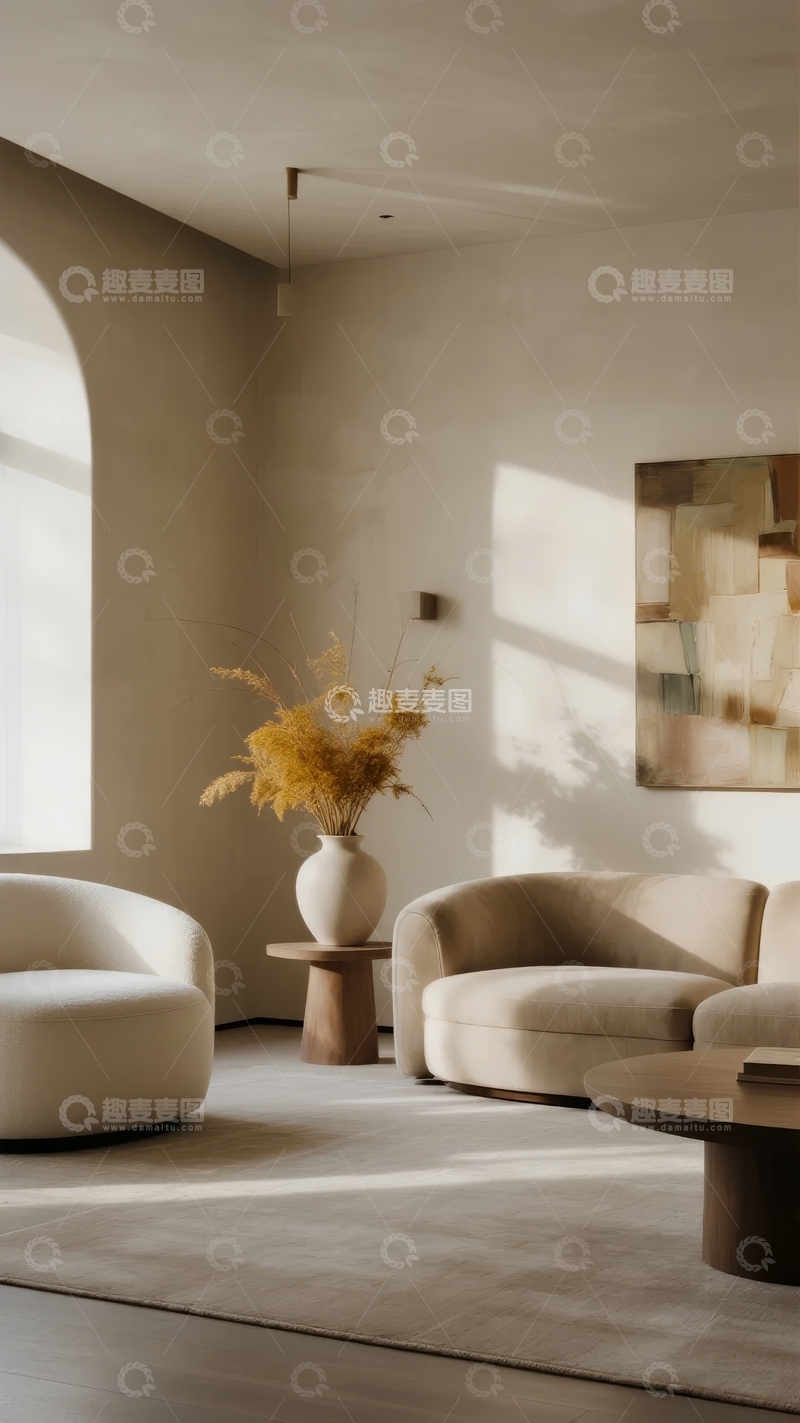 高清大图下载【趣麦麦图】现代简约风格客厅布置温馨舒适