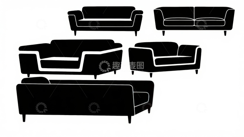 高清大图下载【趣麦麦图】五款现代风格沙发剪影设计图