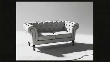 黑白照片中展示的一款经典风格的双人沙发