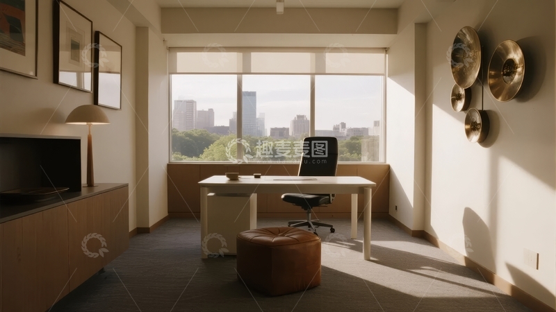 高清大图下载【趣麦麦图】现代简约办公室内景自然光充足