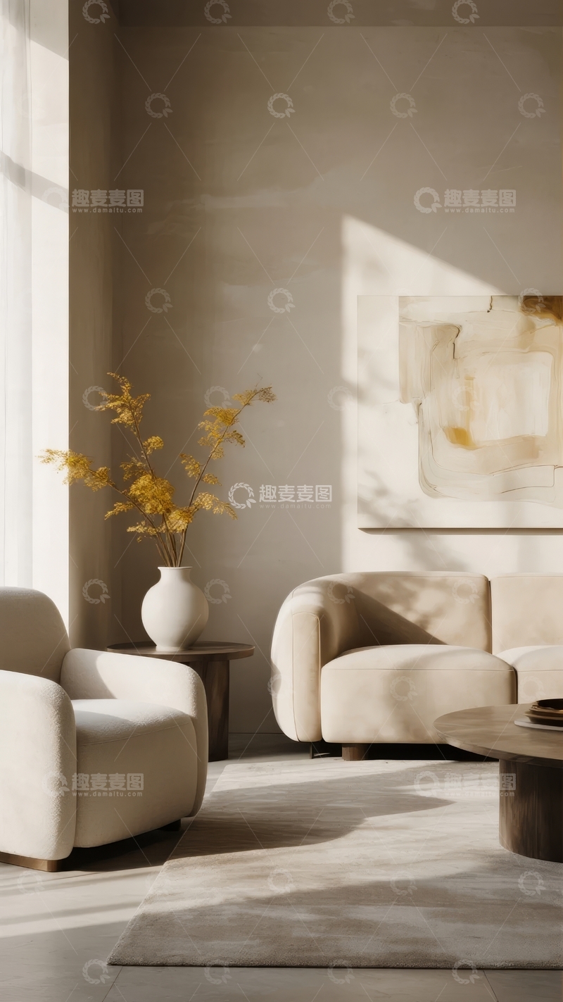 高清大图下载【趣麦麦图】现代简约客厅阳光洒落温馨舒适